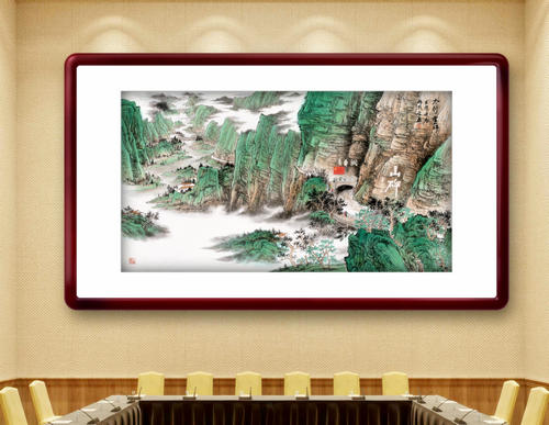 杨明学山水画《太行丰碑》被海军“安阳舰”收藏